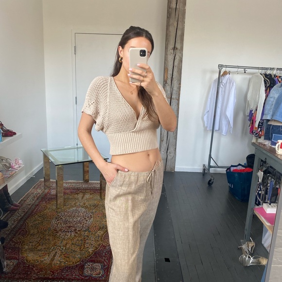 Gorgeous lightweight fan colour 100% linen pants size XL - Picture 6 of 6